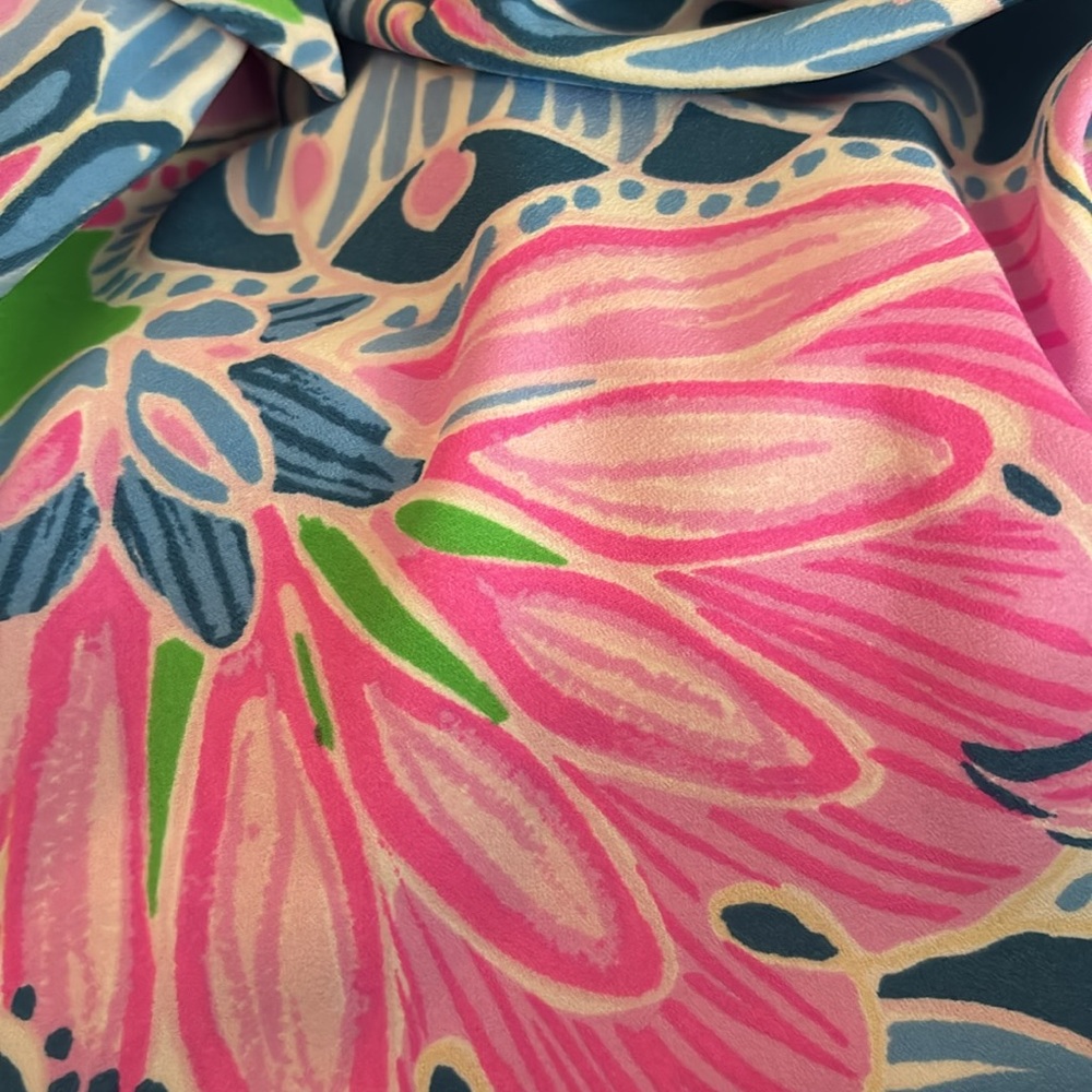 Lilly Pulitzer NWT Maddlyn Off Shoulder stretchy Dress Tiger Sunrise sundress L - Picture 5 of 9